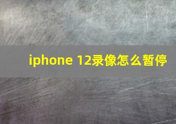 iphone 12录像怎么暂停